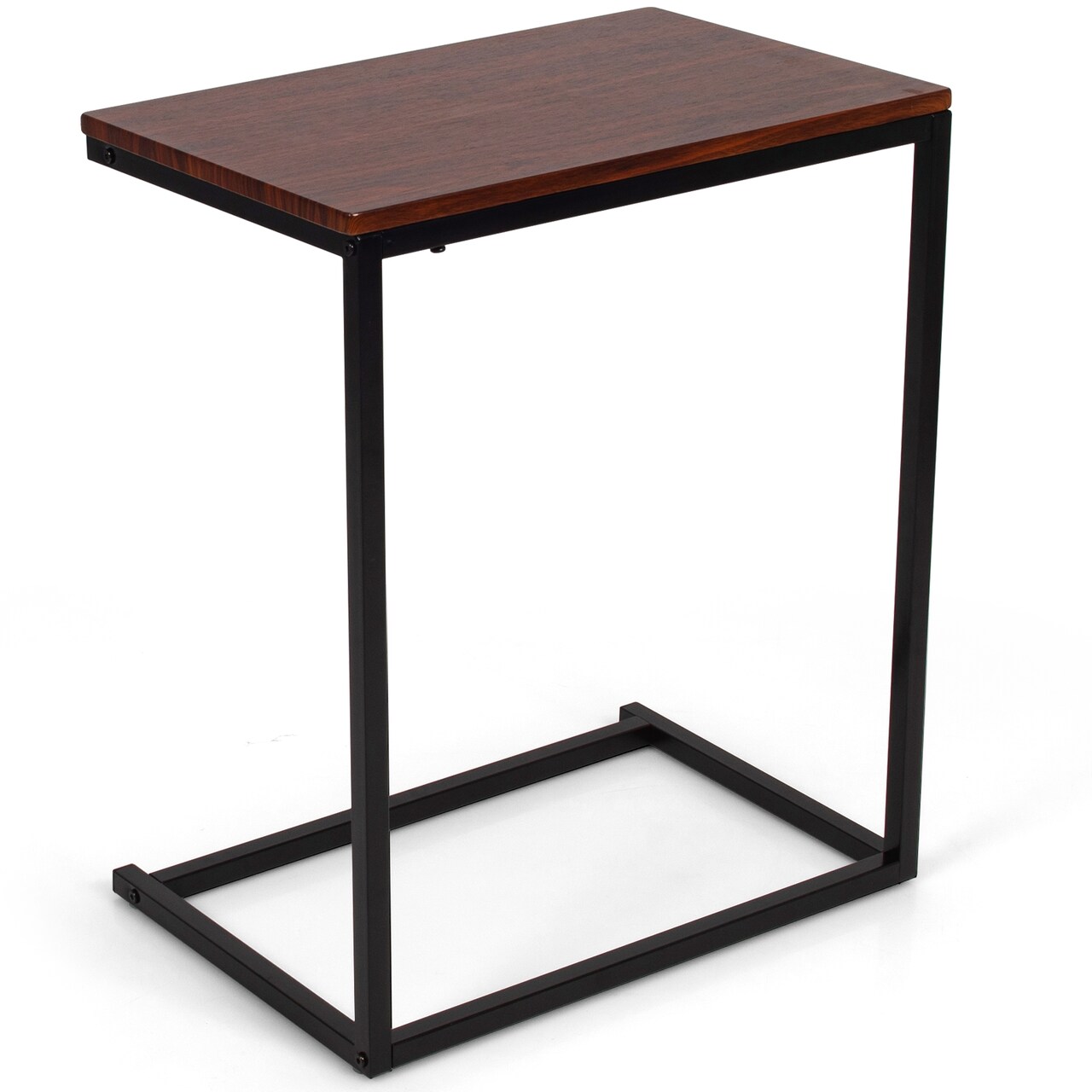 Dark Brown Steel and MDF L-Shaped End Table with Sturdy Modern Design